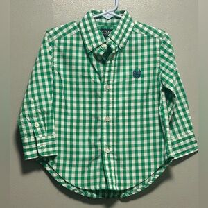 Chaps Kids Shirt in Green and White Check